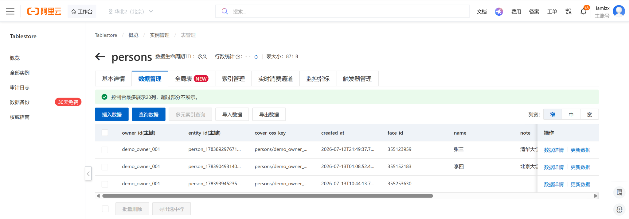 persons表数据
