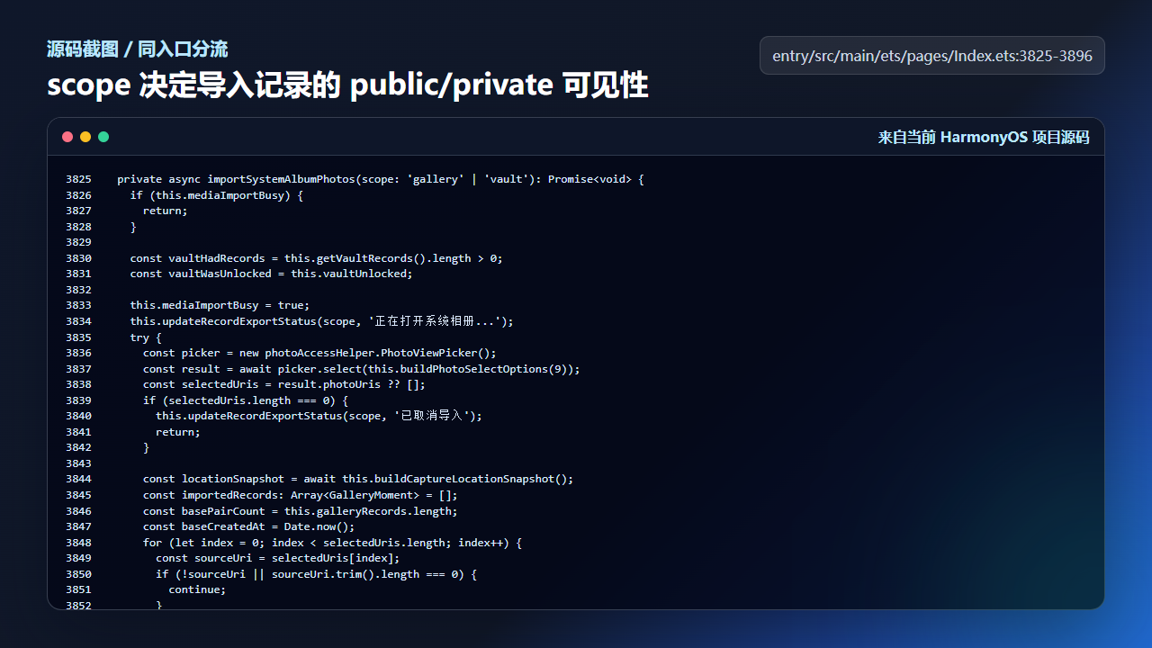 scope 控制导入记录进入 public 或 private 数据域