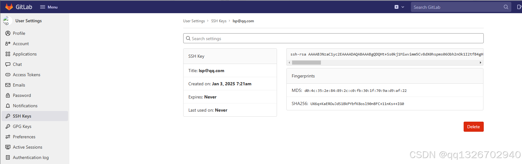 GitLab创建用户，设置访问SSH Key