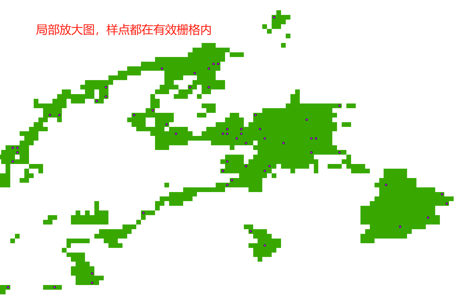局部放大图样点都在有效栅格内