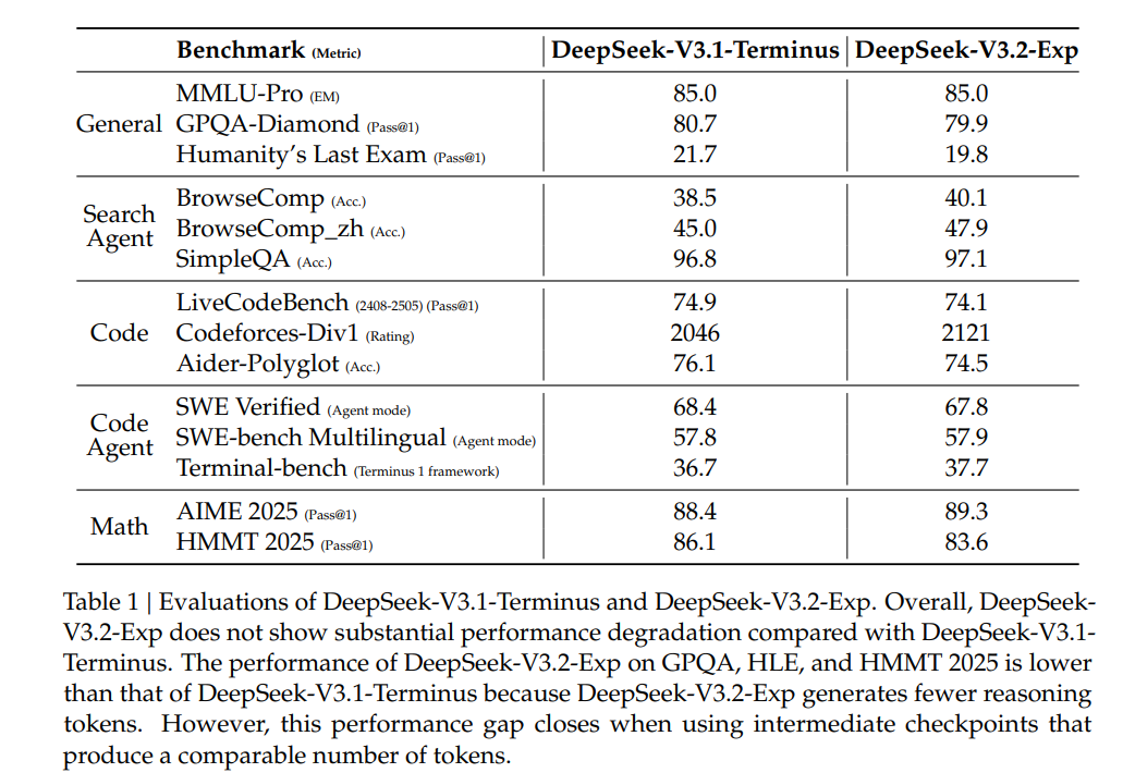 Evaluations of DeepSeek-V3.1-Terminus and DeepSeek-V3.2-Exp