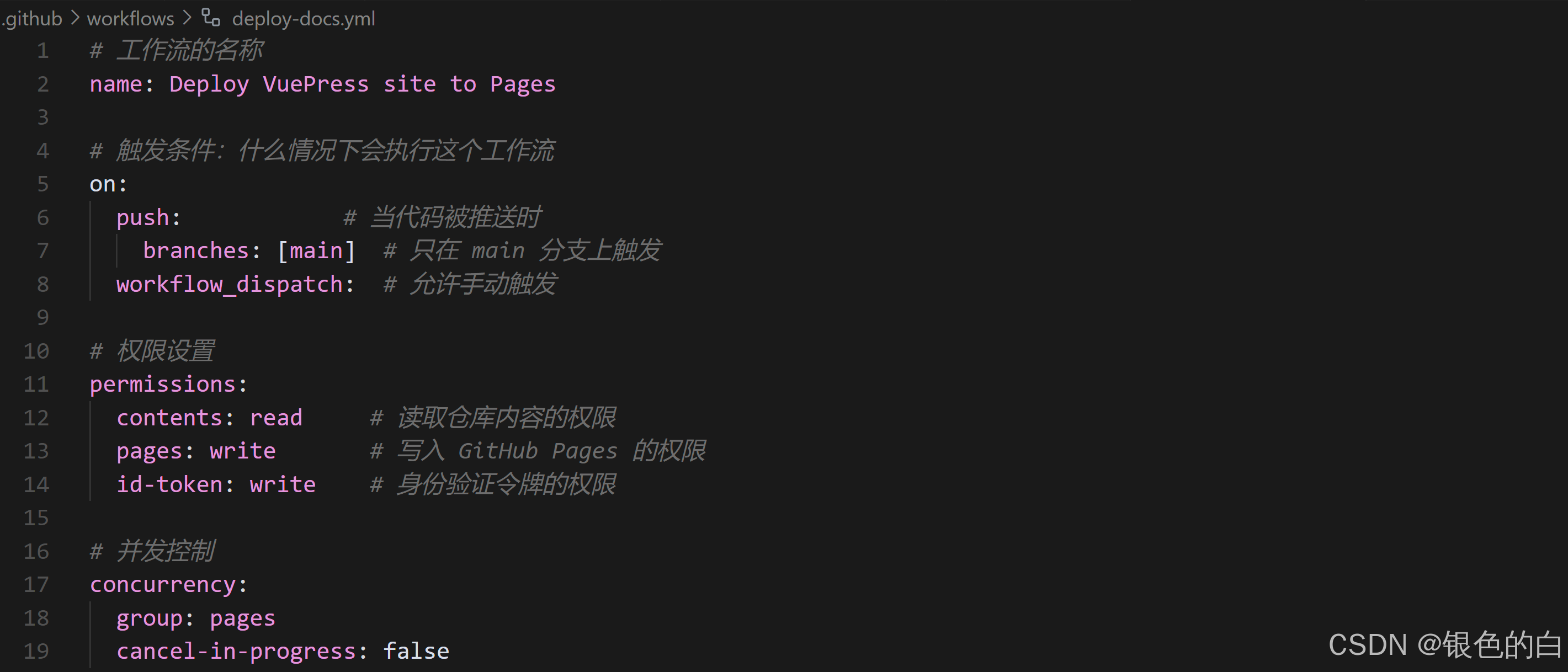 GitHub Actions 配置截图