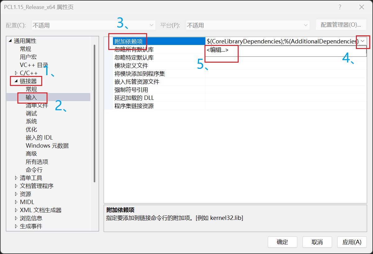 附加依赖项