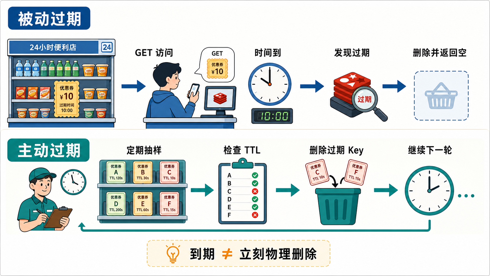 Redis 被动过期与主动过期时序