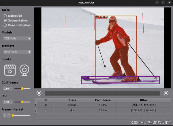 YOLOv8+Deepsort+PyQt+GUI 语义分割+目标检测+姿态识别 三者合一（集成于一套系统）综合视觉分析系统