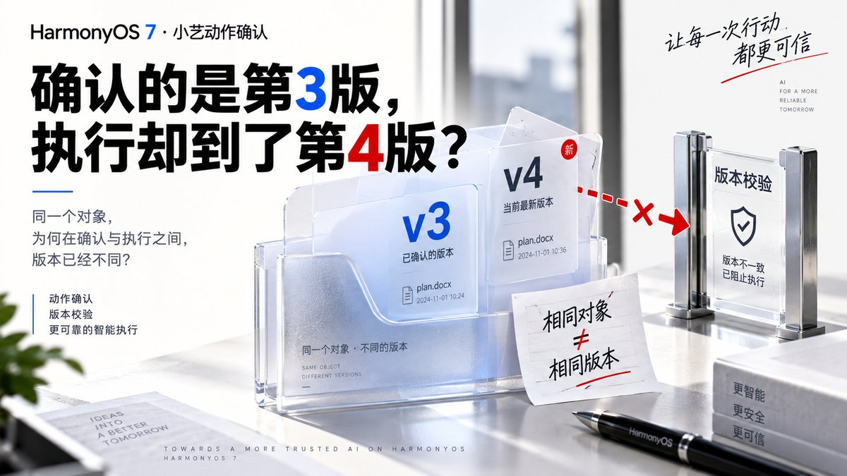 HarmonyOS 7 小艺动作确认：确认期间文件已变化，怎样防止误执行