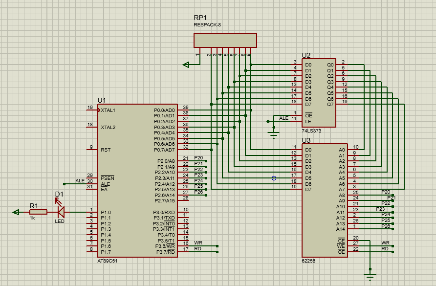 AT89C51使用74LS373拓展62256SRAM