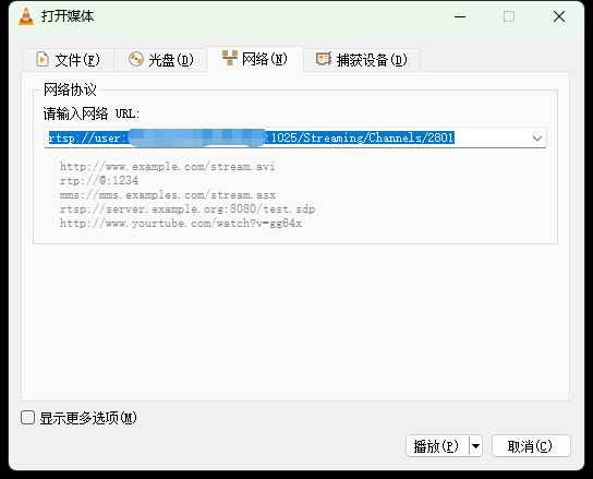 輸入取流地址