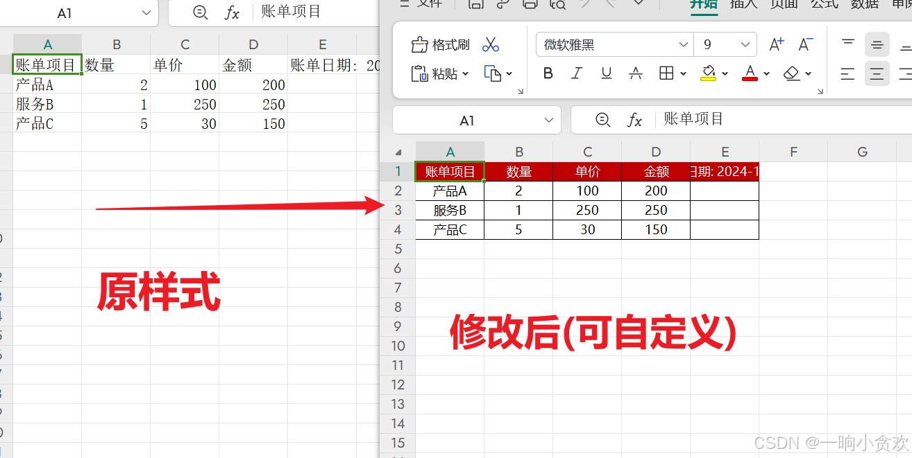 Python办公——openpyxl处理Excel每个sheet每行 修改为软雅黑9号剧中+边框线