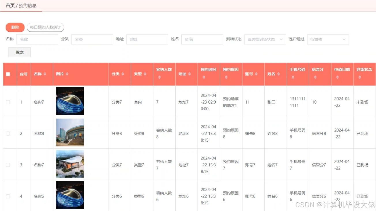 体育馆预约信息管理