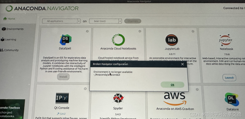 Broken Navigator configuration
Environment is no longer available:-/Anaconda/alconda3 