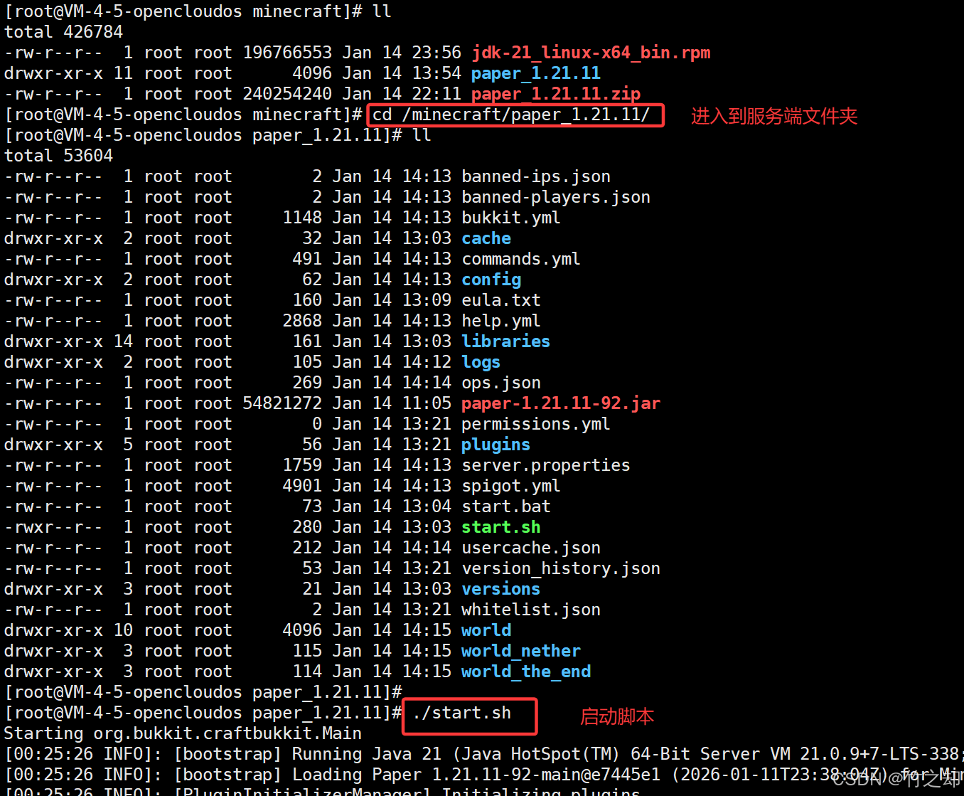Minecraft开服，服务器搭建教程（插件服-paper-1.21.11）_mc overrides包怎么用-CSDN博客