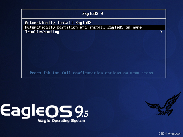 PXE网络安装方式的引导界面