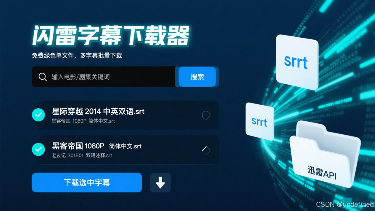 闪雷字幕下载器：免费绿色单文件，多字幕批量下载，基于迅雷API-CSDN博客