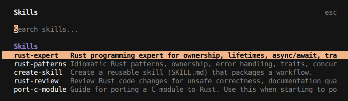 已安装的 Rust 相关 Skills 列表