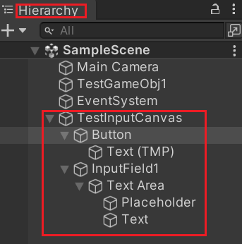 输入、按钮 UI 的 GameObject