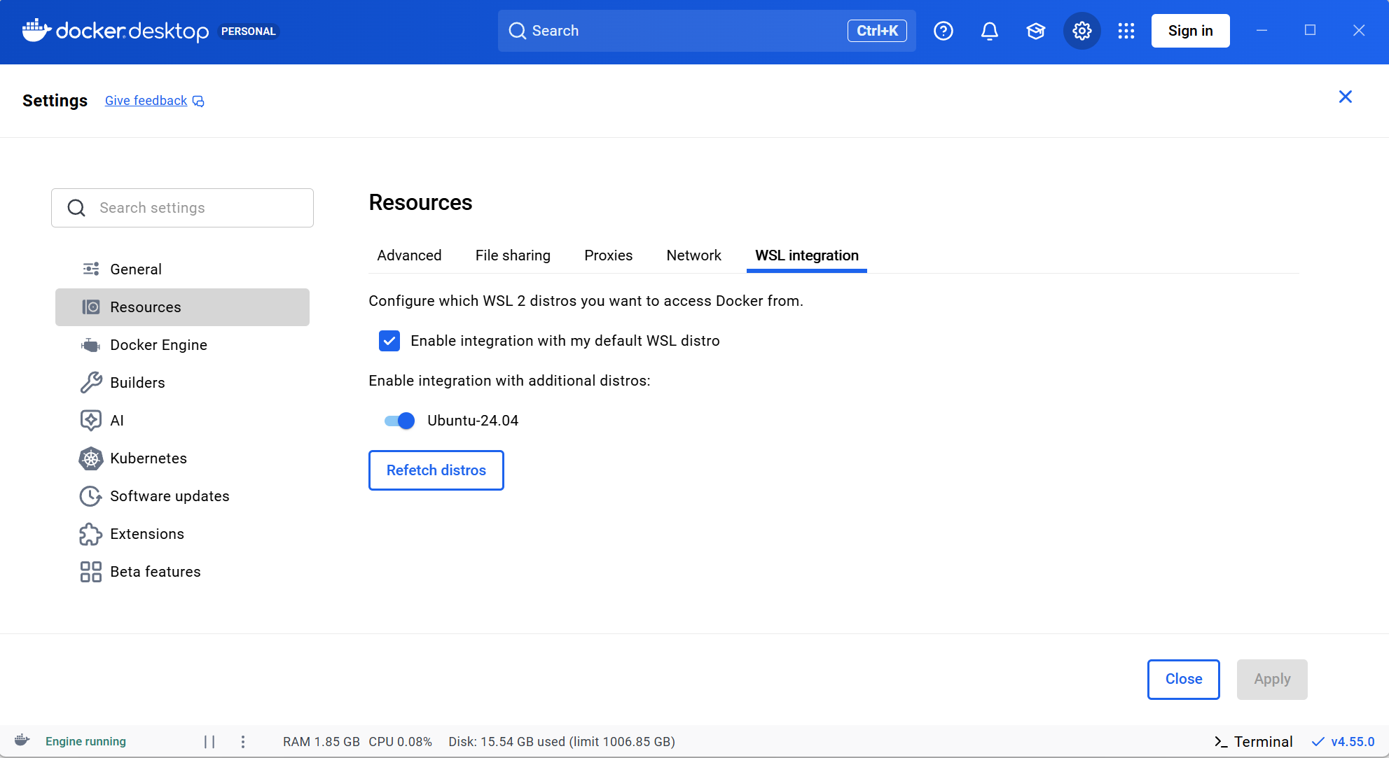 Docker-Desktop 配置界面