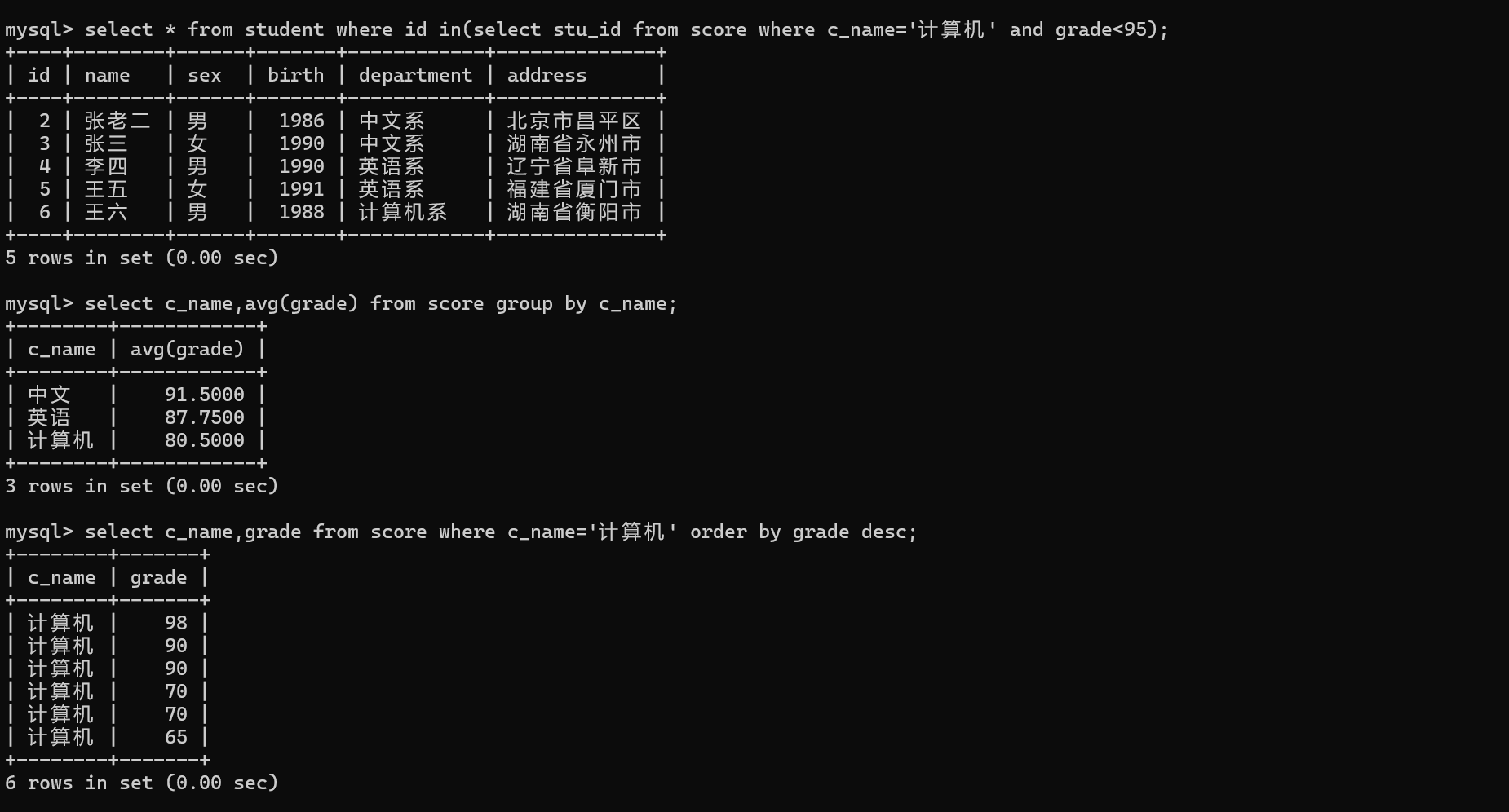MYSQL常用命令的基础练习-CSDN博客