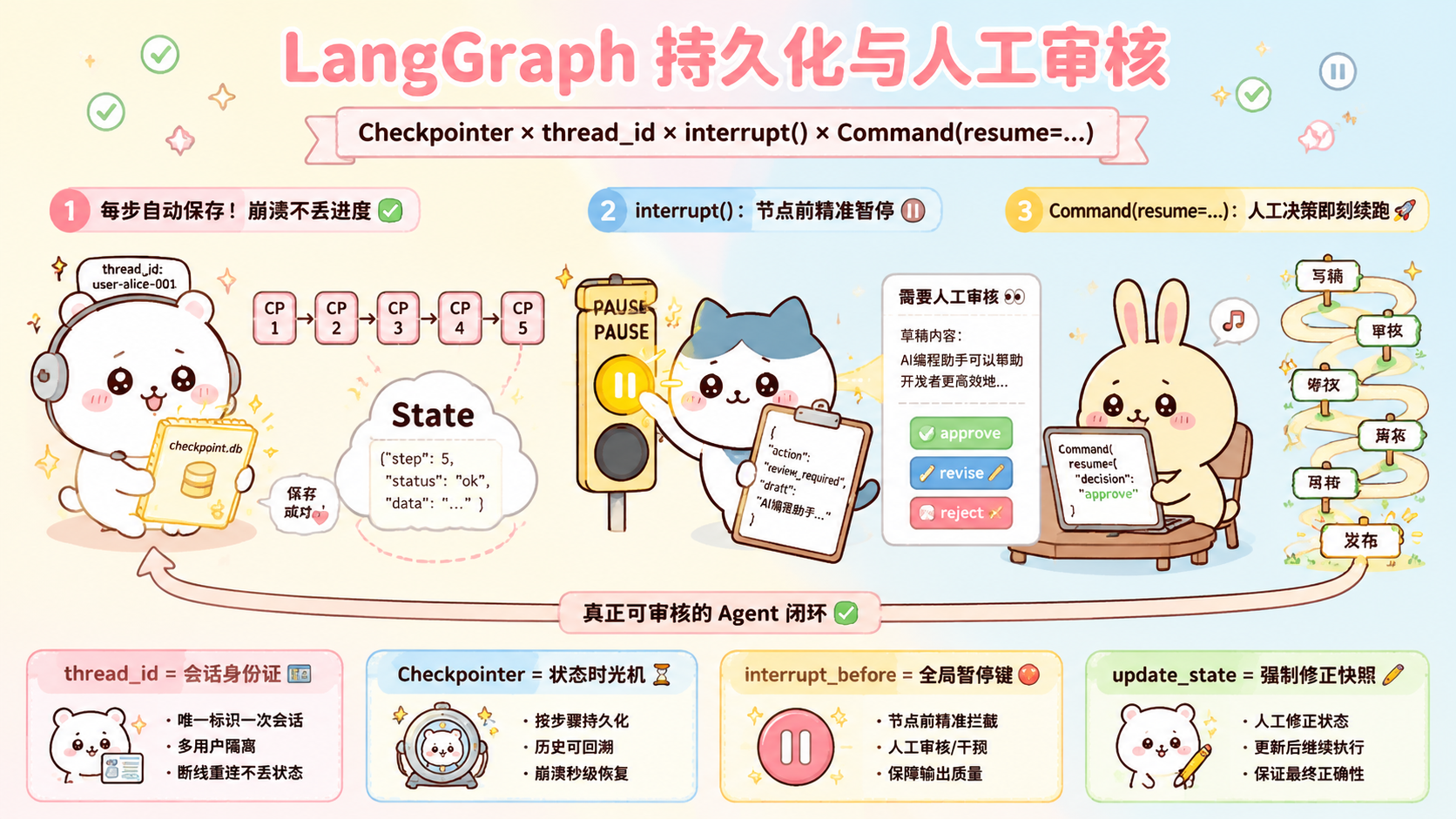 【LangGraph 实战系列·第三篇】持久化与 Human-in-the-Loop：Checkpointer 原理、中断点、状态恢复，构建 ...