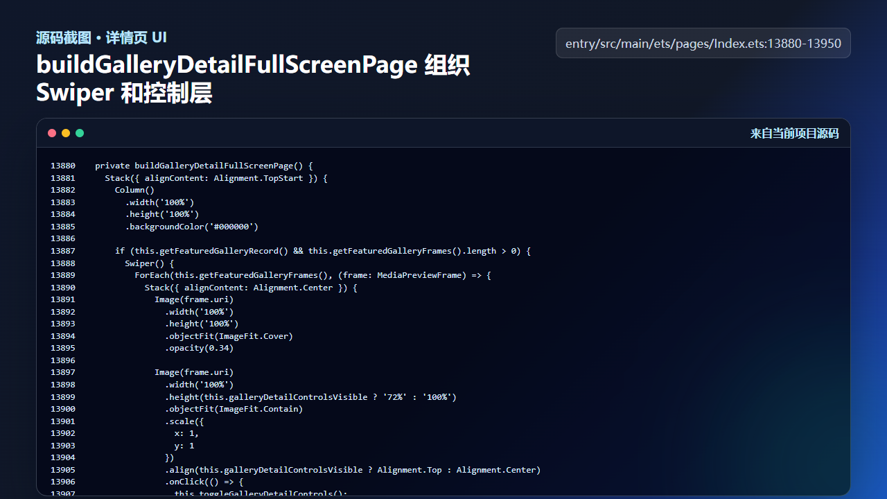 图3 buildGalleryDetailFullScreenPage 组织 Swiper 和控制层