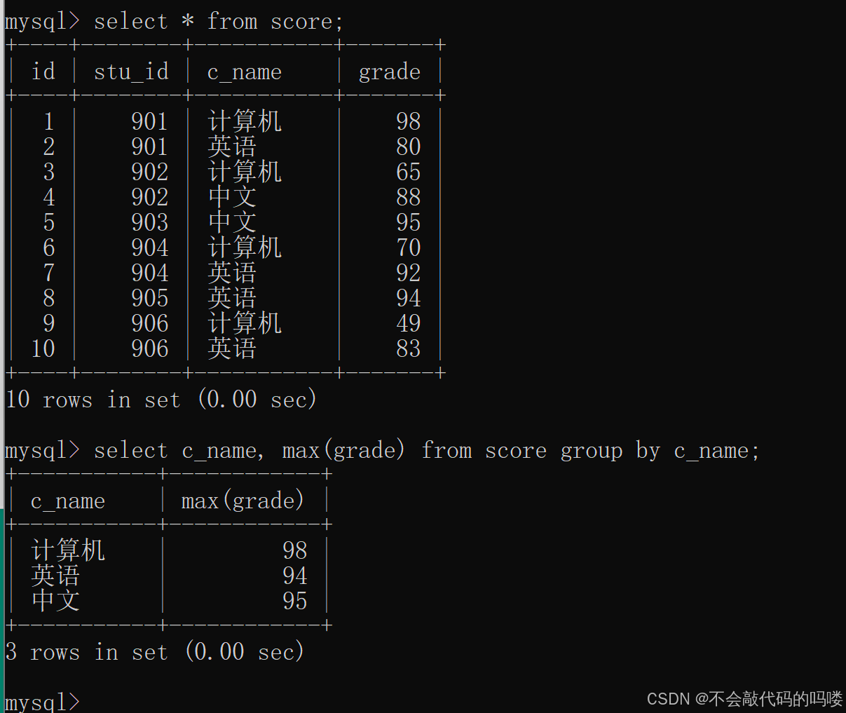 单表、多表查询(mySQL)-CSDN博客