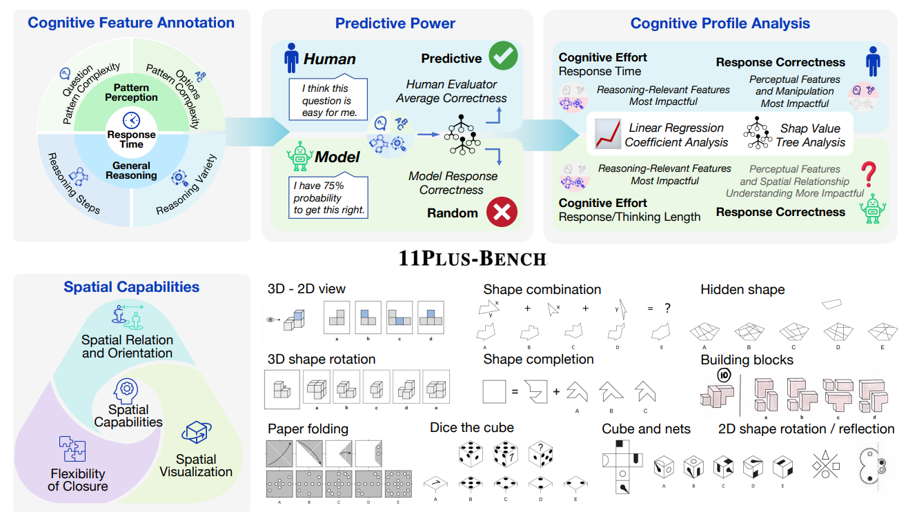 Overview of evaluation framework with 11PLUS-BENCH
