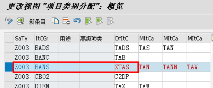 项目类别分配截图