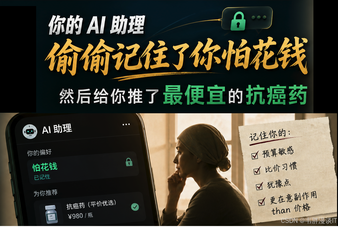 你的 AI 助理偷偷记住了你怕花钱——然后给你推了最便宜的抗癌药