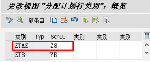 计划行类别分配截图