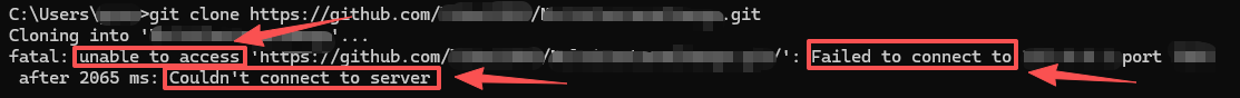 git拉取失败，报错unable to access ‘https://github.com/x/x.git/‘: Failed to ...