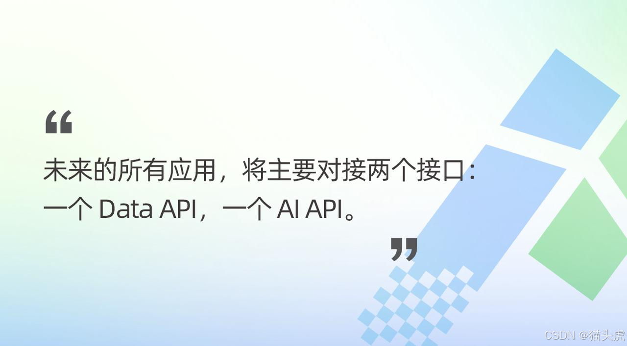 应用服务都将主要建立在两个 API 之上，一个是 Data API，一个是 AI API