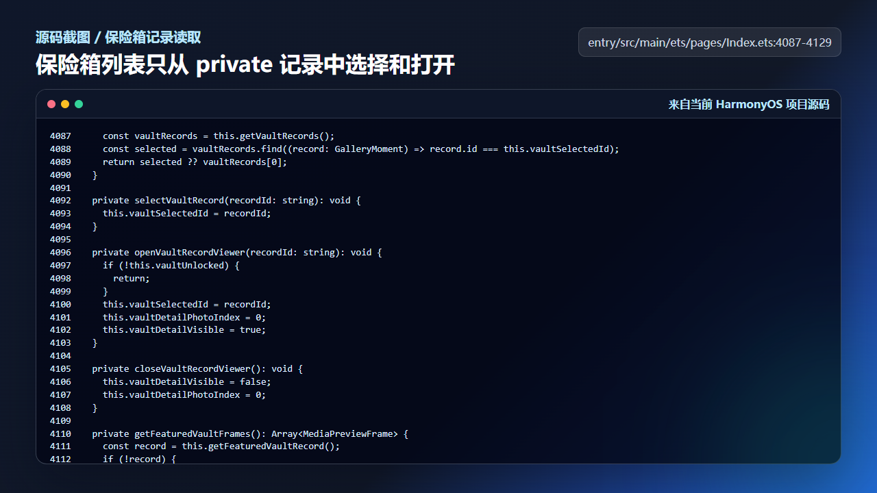 保险箱只允许在解锁后打开 private 记录