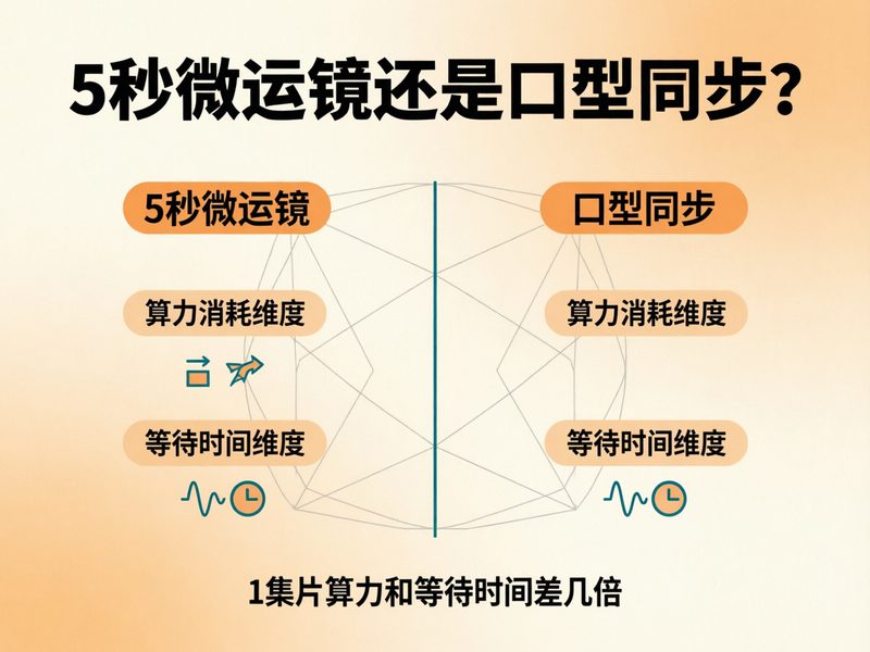 5秒微运镜与口型同步的选用已有结论，1集片算力和等待时间差几倍。