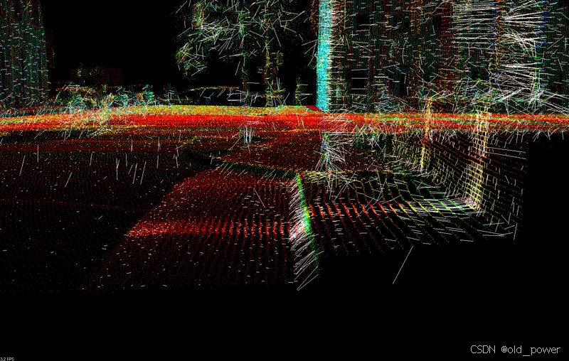 Closeup of the DoN feature vectors calculated for a LiDAR pointcloud of a street curb.