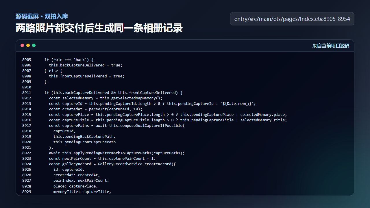 图4 两路照片都交付后生成同一条 GalleryMoment