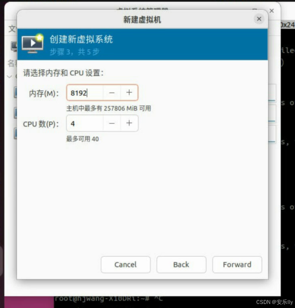 设置内存和CPU