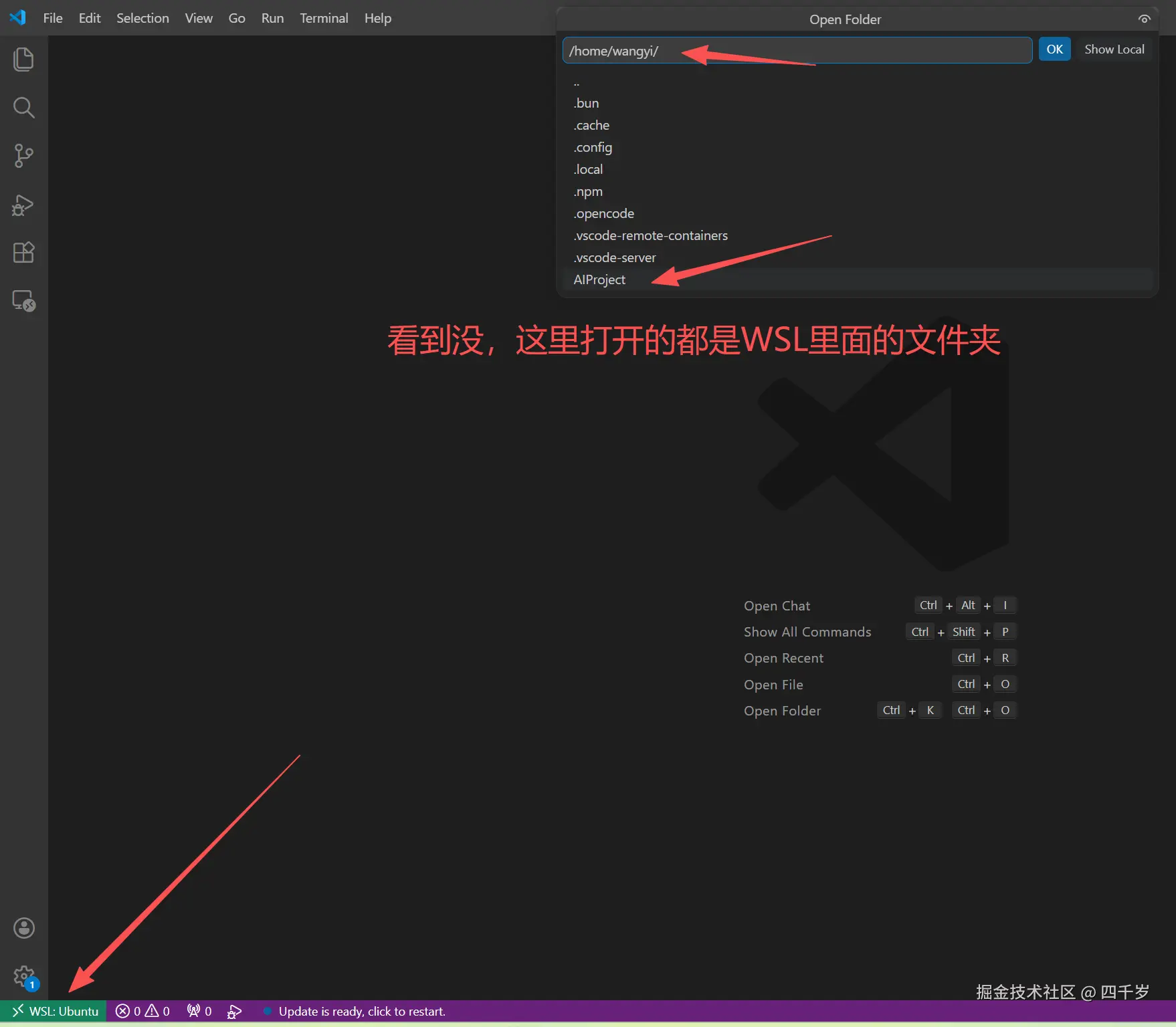 打开的都是WSL里面的文件夹