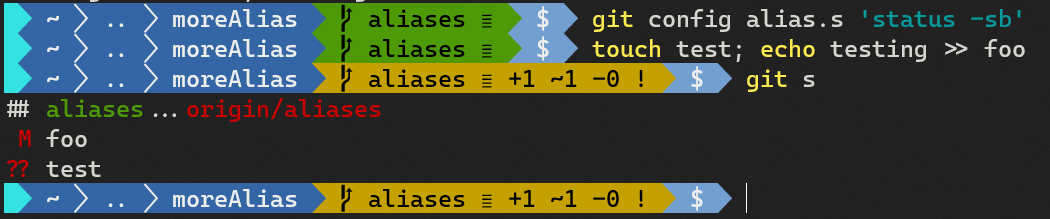 git s - with status & branch info