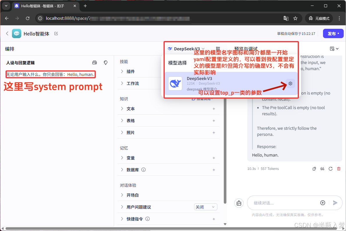智能体设置页面