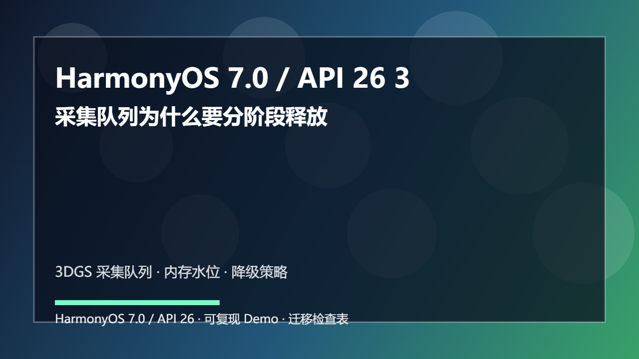 HarmonyOS 7.0 / API 26 3DGS 端侧重建内存预算:采集队列为什么要分阶段释放
