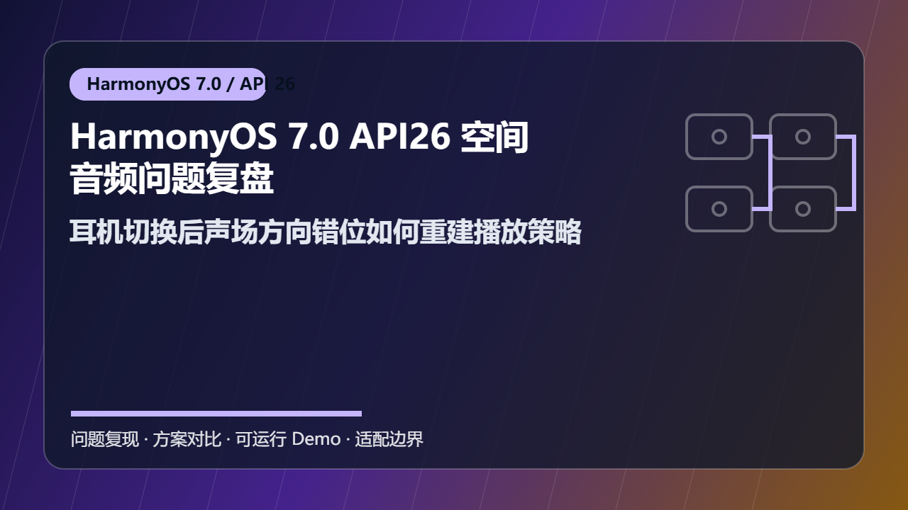 HarmonyOS 7.0 API26 空间音频问题复盘：耳机切换后声场方向错位如何重建播放策略