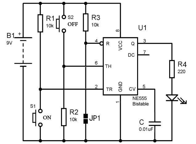 NE555双稳态电路 (Bistable Mode)_双稳态控制ic-CSDN博客