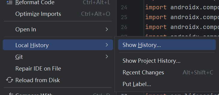 Android Studio Timeline Android Studio自带的本地历史回退功能_android studio localhistory怎么回撤到选中的版本-CSDN博客