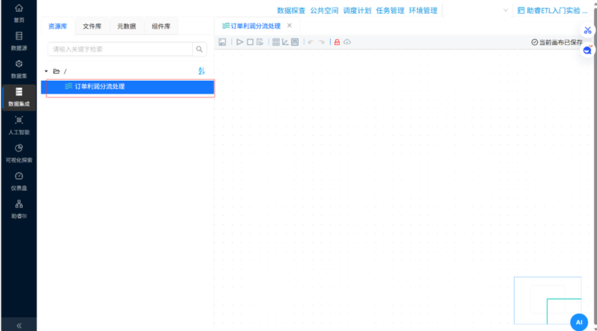 （此处为原文档图：转换流设计页面空白画布，media/image24.png）