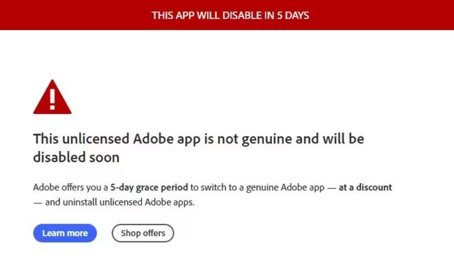 Photoshop弹窗提示：THIS APP WILL DISABLE IN 5 DAYS的解决方法
