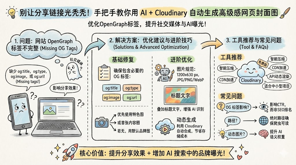 别让分享链接光秃秃！手把手教你用 AI + Cloudinary 自动生成高级感网页封面图