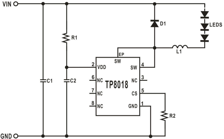 TP8018典型应用电路