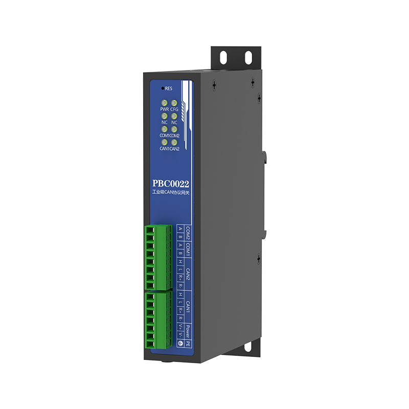 IPCSUN PBC0022 工业级 CAN 转 Modbus 双模网关产品实物图，金属外壳设计