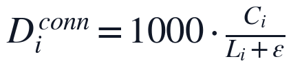 D_i^{conn}=1000\cdot \frac{C_i}{L_i+\varepsilon}