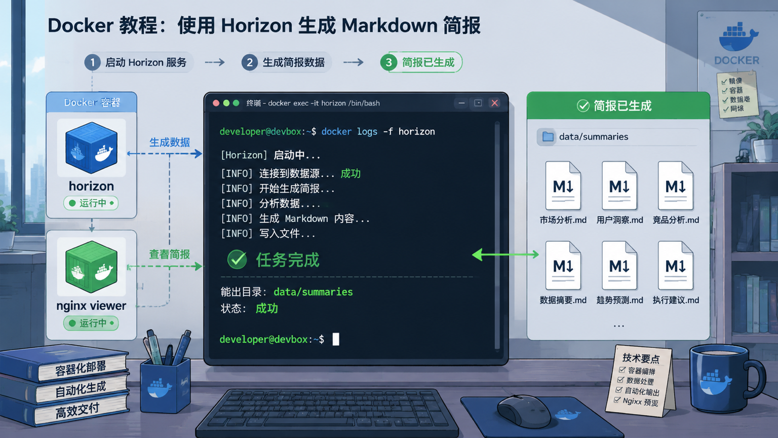 Docker 运行 Horizon 并生成简报